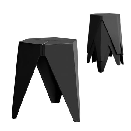 Artiss 4PC Puzzle Stool Plastic Bar Stools Stackable Black.