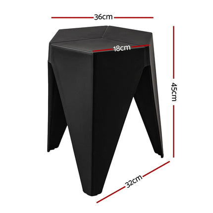Artiss 4PC Puzzle Stool Plastic Bar Stools Stackable Black.