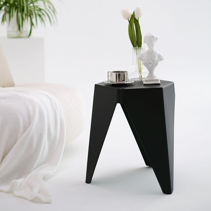Artiss 4PC Puzzle Stool Plastic Bar Stools Stackable Black.