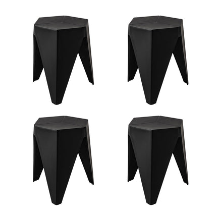 Artiss 4PC Puzzle Stool Plastic Bar Stools Stackable Black.