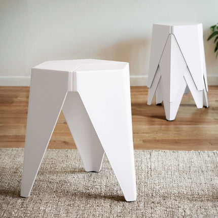 Artiss 4PC Puzzle Stool Bar Stools Stackable White.