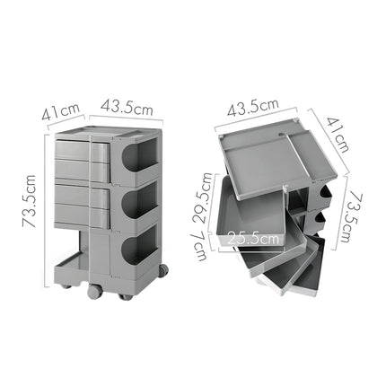 ArtissIn Storage Trolley Bedside Table 5 Tier Cart Boby Replica Grey.