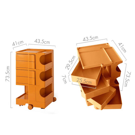 Artiss Storage Trolley Bedside Table 5 Tier Cart Boby Replica Orange.