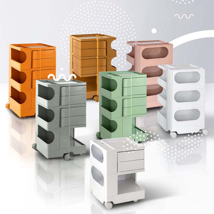 Artiss Storage Trolley Bedside Table 5 Tier Cart Boby Replica Orange.