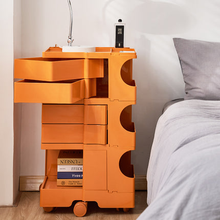 Artiss Storage Trolley Bedside Table 5 Tier Cart Boby Replica Orange.