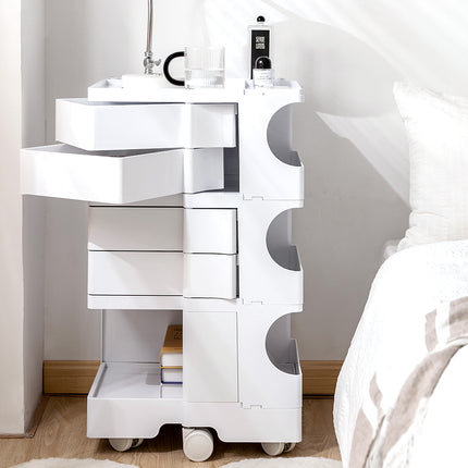Artiss Storage Trolley Cart Bedside Table 5 Tier White.