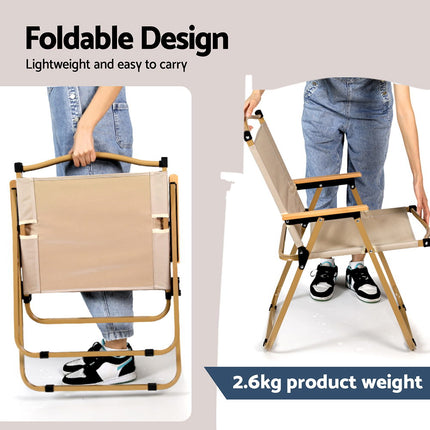 Gardeon Outdoor Camping Chairs Portable Folding Beach Chair Patio Furniture.