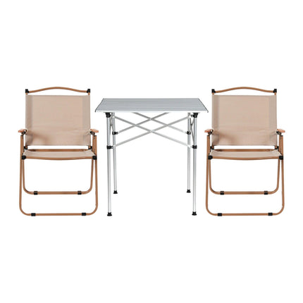 Weisshorn 3pc Camping Table Chair Set Outdoor Folding Aluminium Portable Picnic.