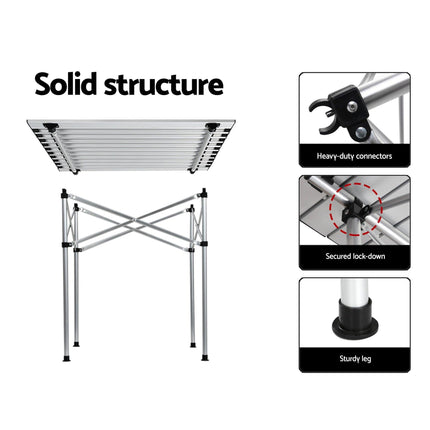 Weisshorn 3pc Camping Table Chair Set Outdoor Folding Aluminium Portable Picnic.