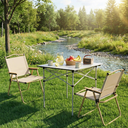 Weisshorn 3pc Camping Table Chair Set Outdoor Folding Aluminium Portable Picnic.