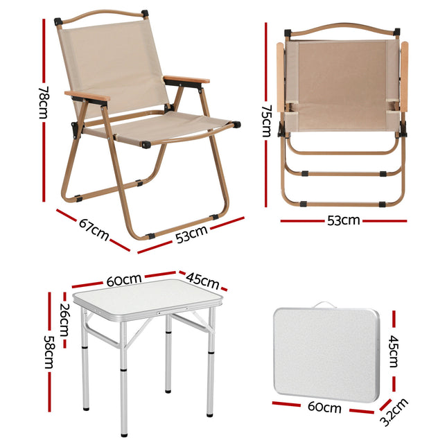 Weisshorn 3pc Camping Table Chair Set Outdoor Folding Aluminium Portable Picnic.