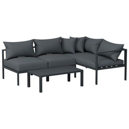 Gardeon 4 Seater Outdoor Sofa Set Aluminium Patio Furniture Setting 4PC Charcoal.