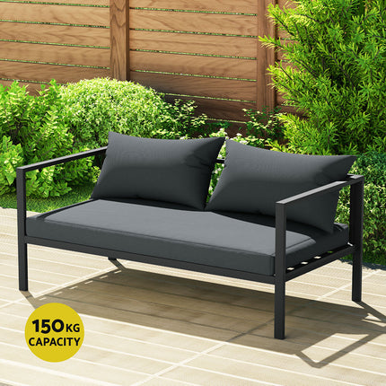 Gardeon 4 Seater Outdoor Sofa Set Aluminium Patio Furniture Setting 4PC Charcoal.