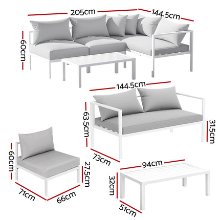 Gardeon 4 Seater Outdoor Sofa Set Aluminium Lounge Setting.