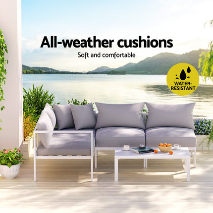 Gardeon 4 Seater Outdoor Sofa Set Aluminium Lounge Setting.