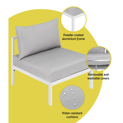 Gardeon 4 Seater Outdoor Sofa Set Aluminium Lounge Setting.