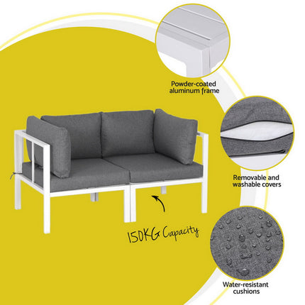 Gardeon 6PCS Outdoor Sofa Set Aluminium Table and Chairs Lounge Patio Furniture.