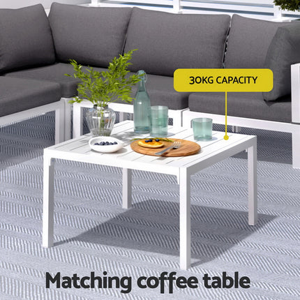 Gardeon 6PCS Outdoor Sofa Set Aluminium Table and Chairs Lounge Patio Furniture.