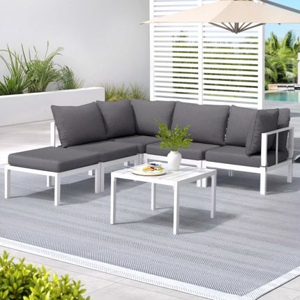 Gardeon 6PCS Outdoor Sofa Set Aluminium Table and Chairs Lounge Patio Furniture.