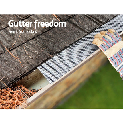 Gardeon Gutter Guard Aluminium Mesh 60M 100x20cm Silver.