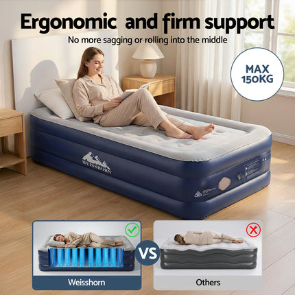 Weisshorn Air Mattress Single Inflatable Bed 46cm Air bed Cube.