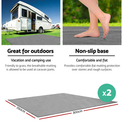 Weisshorn 3M X 2.5M Annex Matting Floor Mats Mesh Caravan Camping Annexe 2pcs.