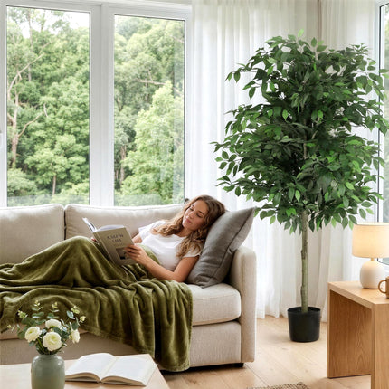 Artiss 180cm Artificial Ficus Tree Faux Trees Indoor Decor Artificial Plants Lifelike Plant 1.8M.