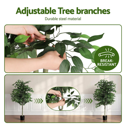 Artiss 180cm Artificial Ficus Tree Faux Trees Indoor Decor Artificial Plants Lifelike Plant 1.8M.