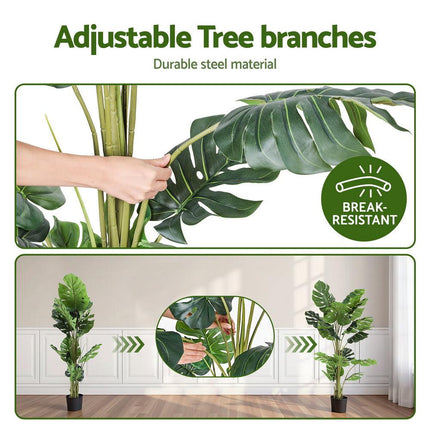 Artiss 140cm Artificial Monstera Tree Faux Trees Indoor Decor Artificial Plants Lifelike Plant 1.4M.