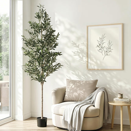 Artiss 210cm Artificial Olive Tree Faux Trees Indoor Decor Artificial Plants Lifelike Plant 2.1M.