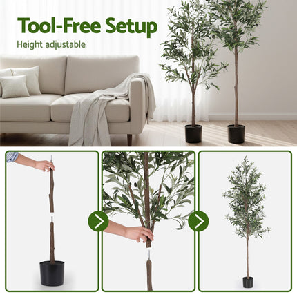 Artiss 210cm Artificial Olive Tree Faux Trees Indoor Decor Artificial Plants Lifelike Plant 2.1M.