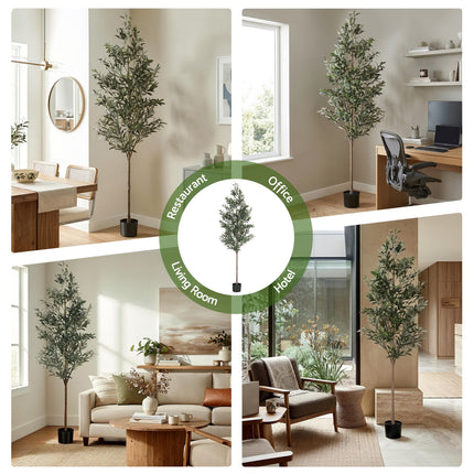 Artiss 210cm Artificial Olive Tree Faux Trees Indoor Decor Artificial Plants Lifelike Plant 2.1M.