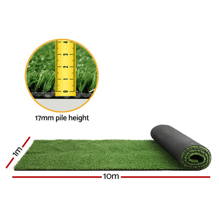 Prime Turf Artificial Grass Synthetic 20 SQM Fake Lawn 17mm 1X10M.