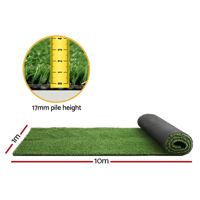 Prime Turf Artificial Grass Synthetic 20 SQM Fake Lawn 17mm 1X10M.