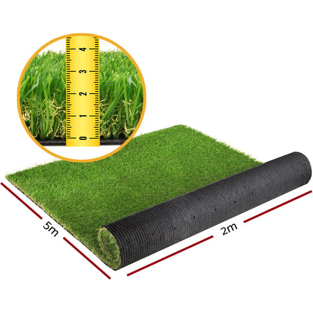 Prime Turf Artificial Grass 20SQM 30mm Synthetic Fake Lawn Turf Plastic Plant 4-coloured 2mx5m.