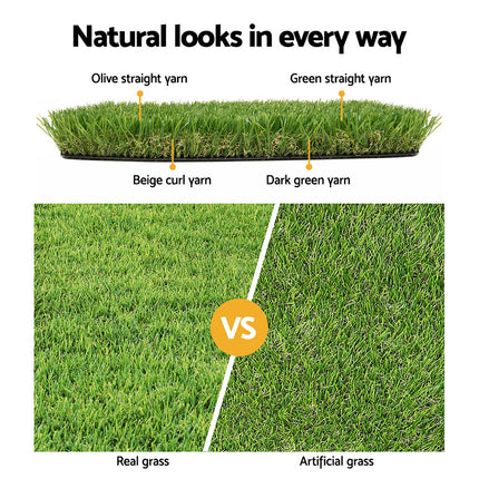 Prime Turf Artificial Grass 20SQM 30mm Synthetic Fake Lawn Turf Plastic Plant 4-coloured 2mx5m.