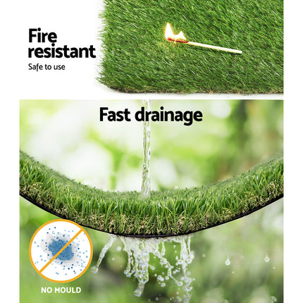 Prime Turf Artificial Grass 20SQM 30mm Synthetic Fake Lawn Turf Plastic Plant 4-coloured 2mx5m.