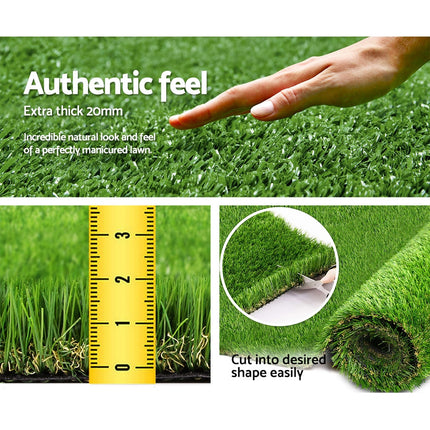 Prime Turf Artificial Grass 20SQM 30mm Synthetic Fake Lawn Turf Plastic Plant 4-coloured 2mx5m.