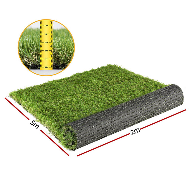 Prime Turf Artificial Grass 35mm 2mx5m Synthetic Fake Lawn Turf Plastic Plant 4-coloured.