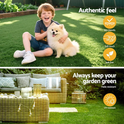 Prime Turf Artificial Grass Turf Rug Fake Grass 2 Rolls 15mm Height 50cm x 2m Indoor Outdoor Synthetic Grass Mat Carpet with Drainage Holes Plastic Plant.