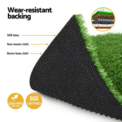 Prime Turf Artificial Grass Turf Rug Fake Grass 2 Rolls 15mm Height 50cm x 2m Indoor Outdoor Synthetic Grass Mat Carpet with Drainage Holes Plastic Plant.
