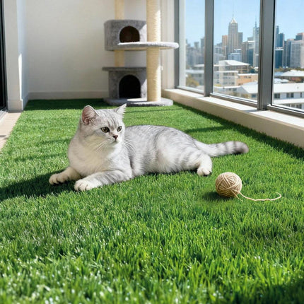Prime Turf Artificial Grass Turf Rug Fake Grass 2 Rolls 15mm Height 50cm x 2m Indoor Outdoor Synthetic Grass Mat Carpet with Drainage Holes Plastic Plant.