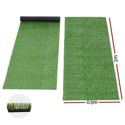 Prime Turf Artificial Grass Turf Rug Fake Grass 2 Rolls 15mm Height 50cm x 2m Indoor Outdoor Synthetic Grass Mat Carpet with Drainage Holes Plastic Plant.