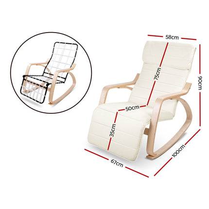 Artiss Rocking Armchair Footrest Nursing Beige Afton.