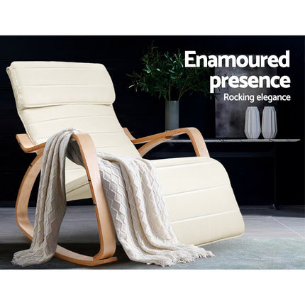 Artiss Rocking Armchair Footrest Nursing Beige Afton.