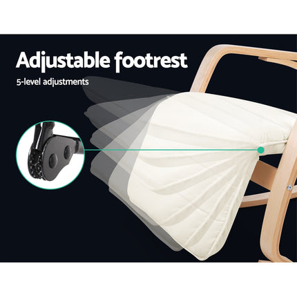 Artiss Rocking Armchair Footrest Nursing Beige Afton.