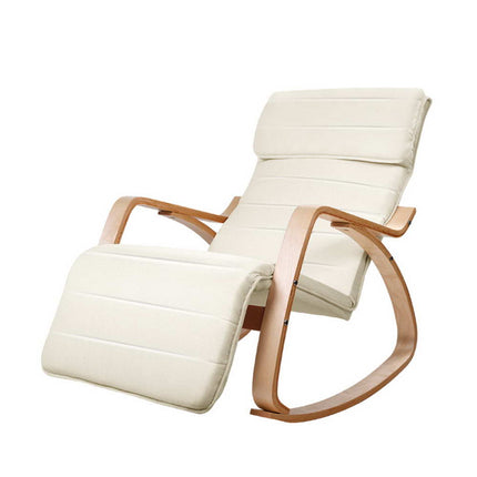 Artiss Rocking Armchair Footrest Nursing Beige Afton.