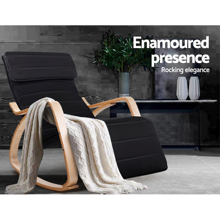 Artiss Rocking Armchair Footrest Nursing Black Afton.