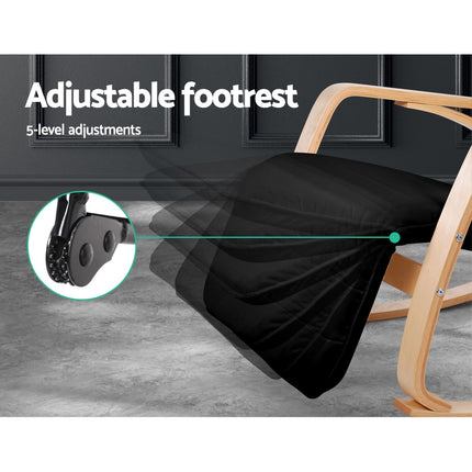 Artiss Rocking Armchair Footrest Nursing Black Afton.
