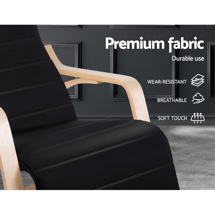 Artiss Rocking Armchair Footrest Nursing Black Afton.